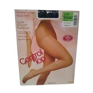 JCPenney Super Shaper Pantihose Average Navy Vintage Control Top NOS